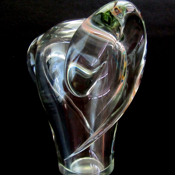 Vintage Art Nouveau clear heavy crystal glass bud vase with side swirls - 6" - Picture 11 of 15